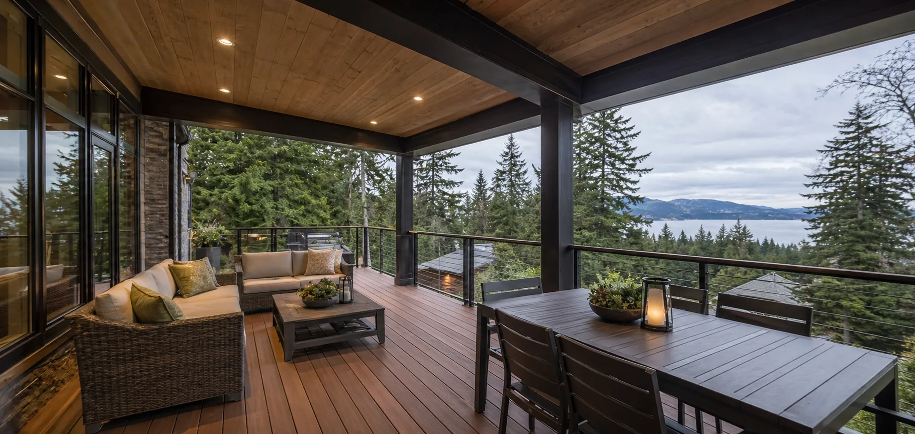Finished covered deck and outdoor living space